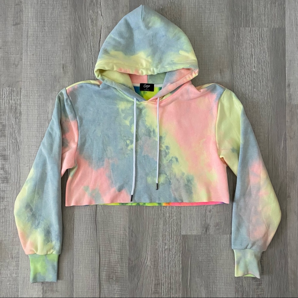 Camp Cropped Tie Dye Hoodie